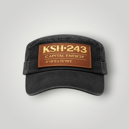 Distressed Military Cap with Leather Patch
