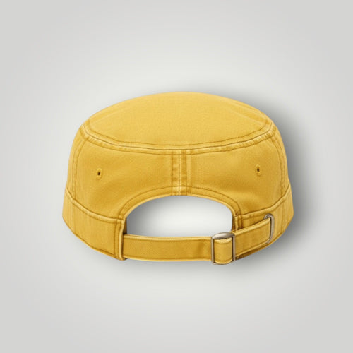 Distressed Military Cap with Leather Patch