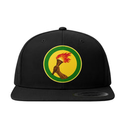 K&ChildrenBusiness black cotton blend baseball cap with a circular emblem featuring a hand holding a flaming torch.